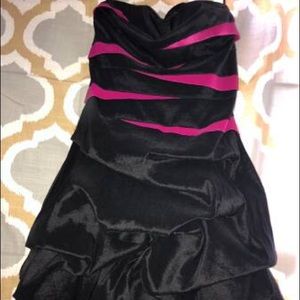 Black and Purple Ruffle Skirt Prom Dress